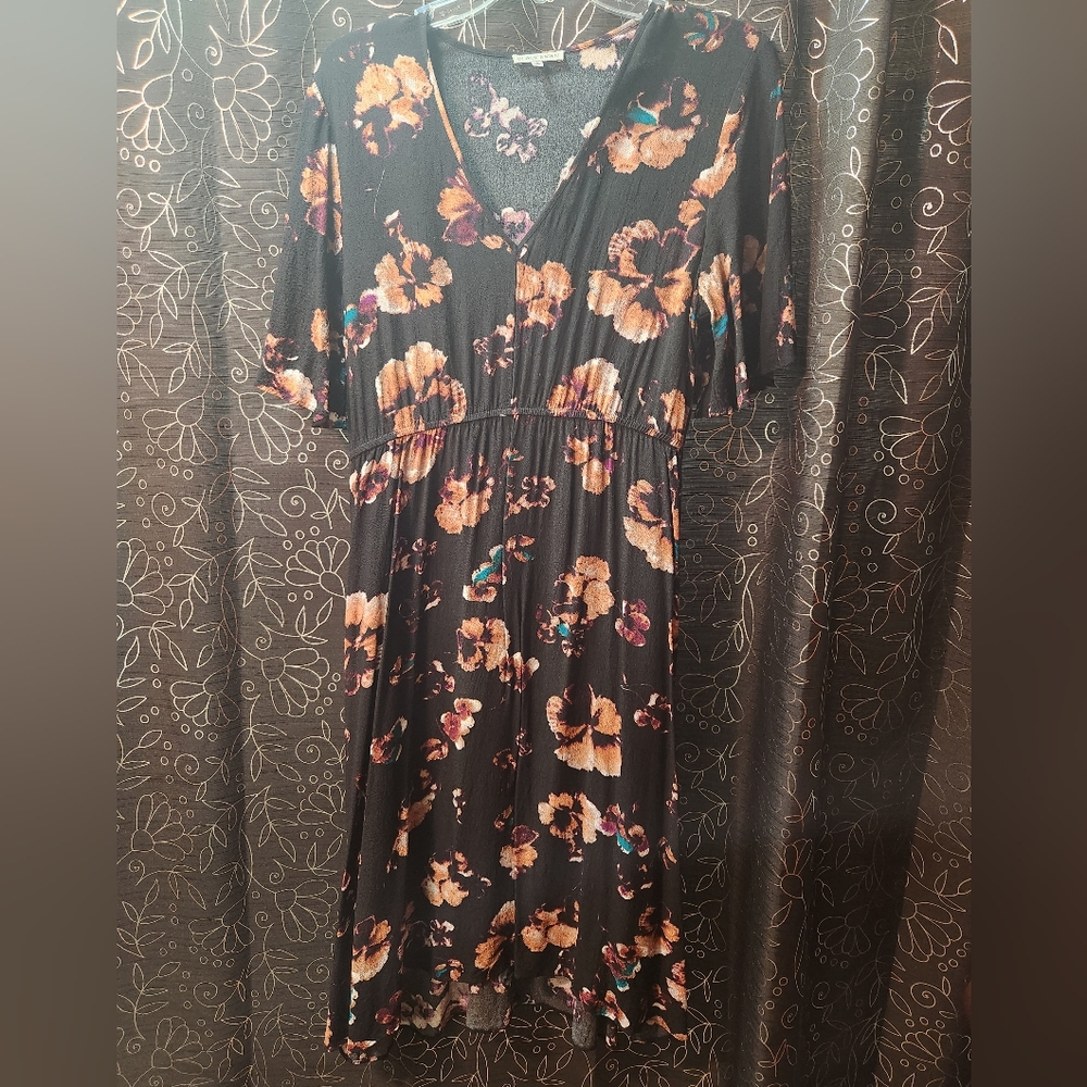 Black Swan Charcoal and Pink Floral Dress